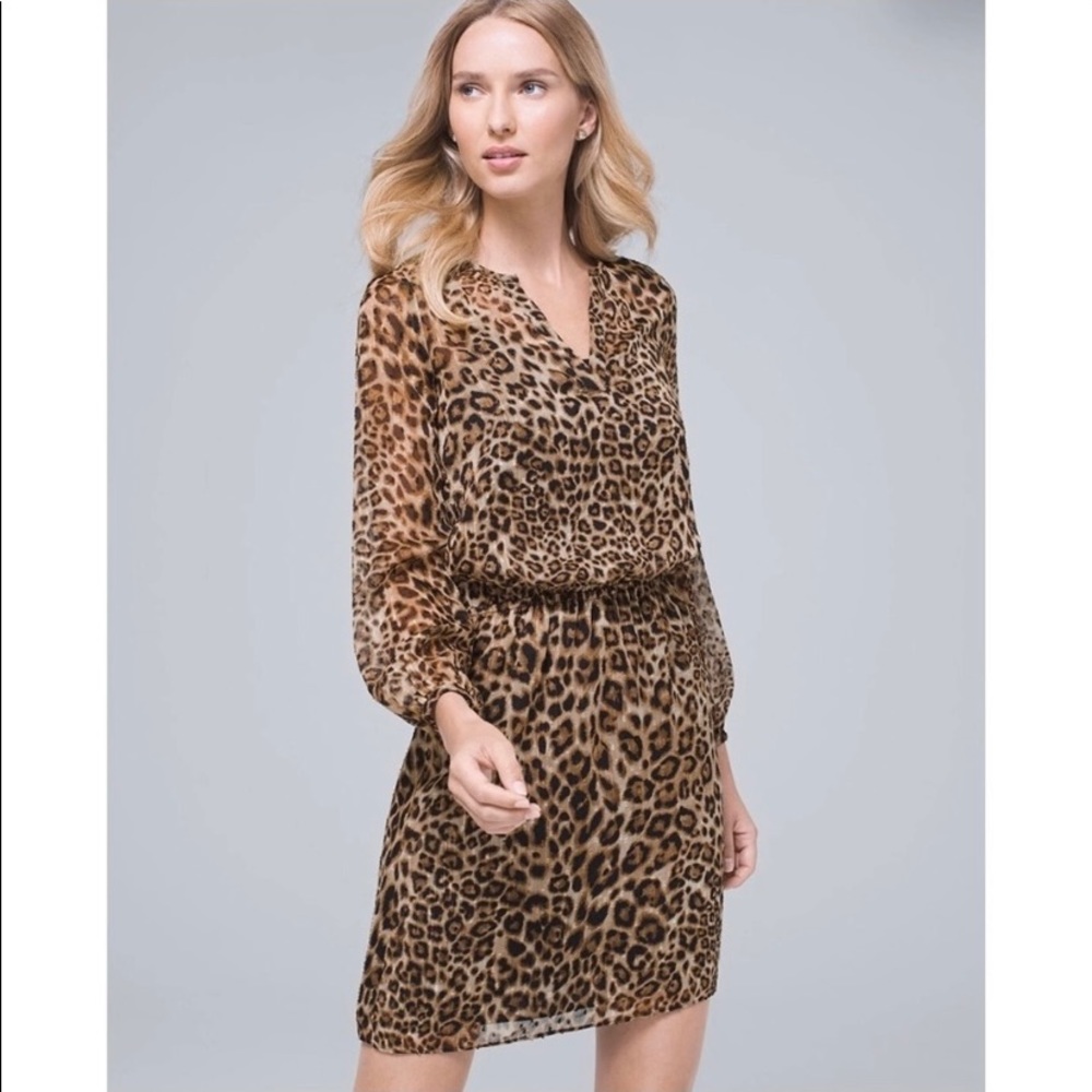 White House Black Market Leopard Blouson Dress